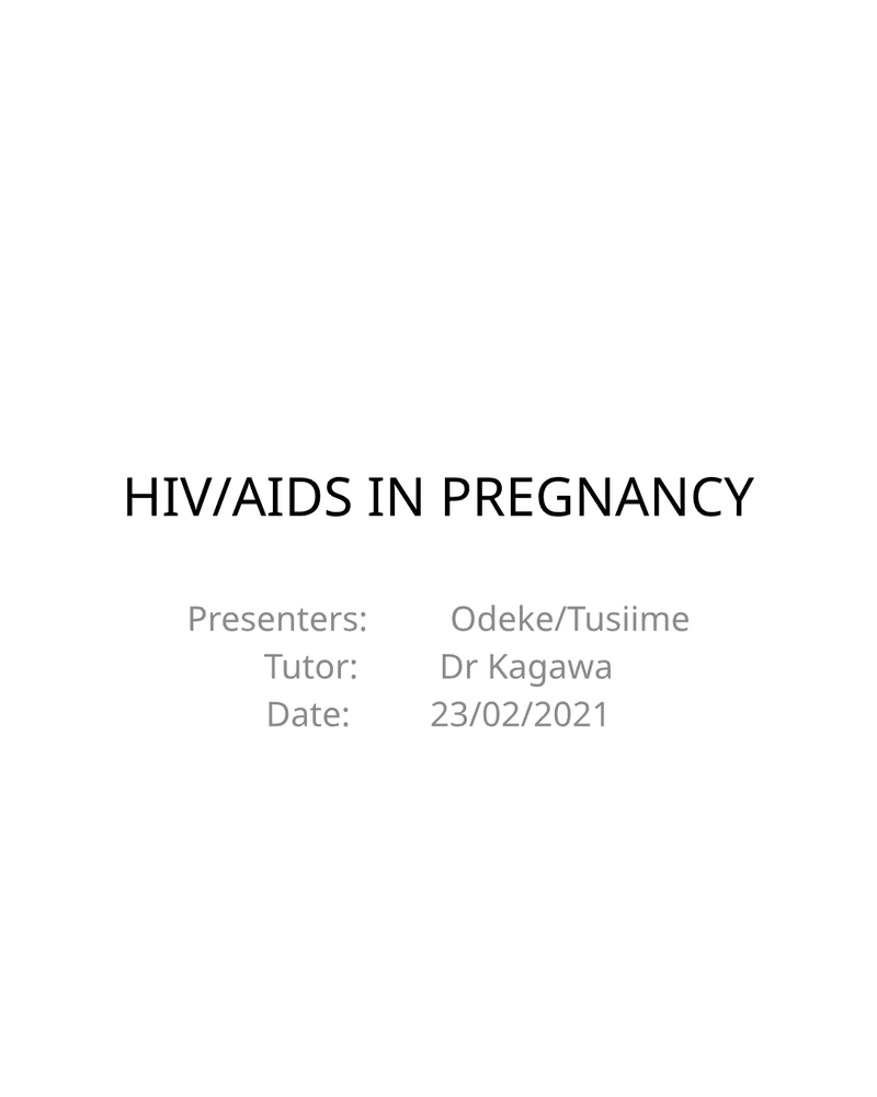 HIV AND PREGNANCY cover