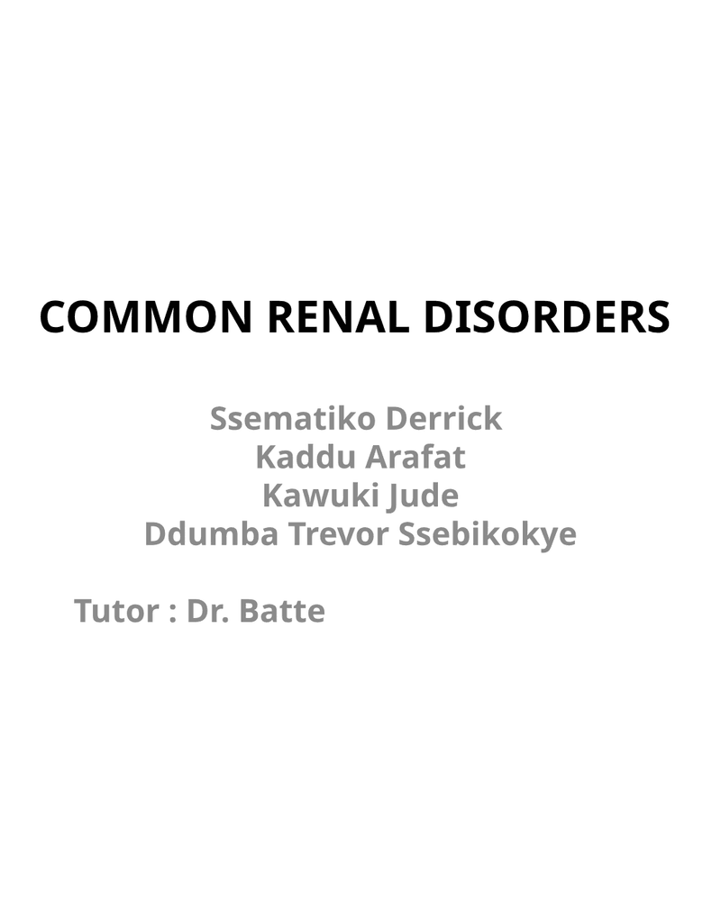 Common Renal Disorders cover