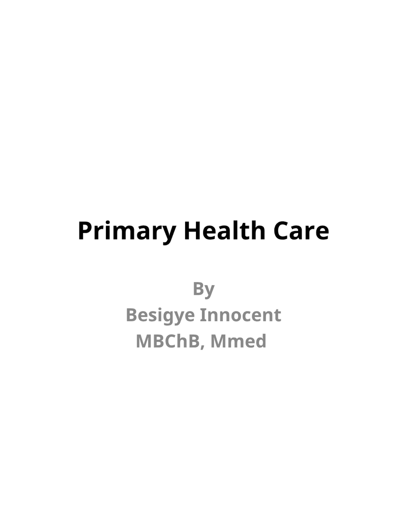 Primary Health Care Lecture cover