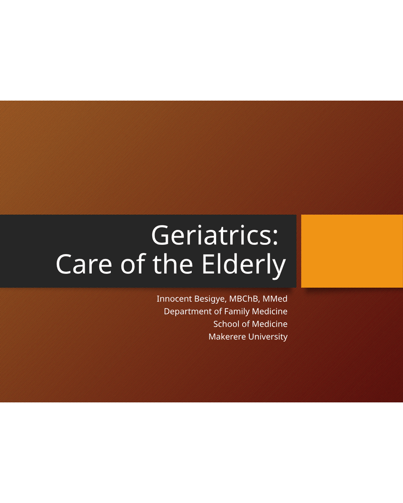 Geriatrics Overview cover