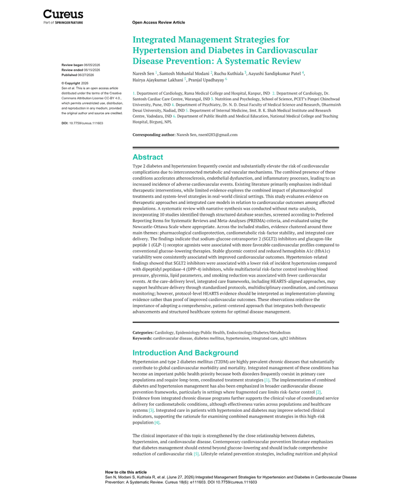 INTEGRATED MANAGEMENT STRATEGIES FOR HYPERTENSION AND DIABETES IN CARDIOVASCULAR cover