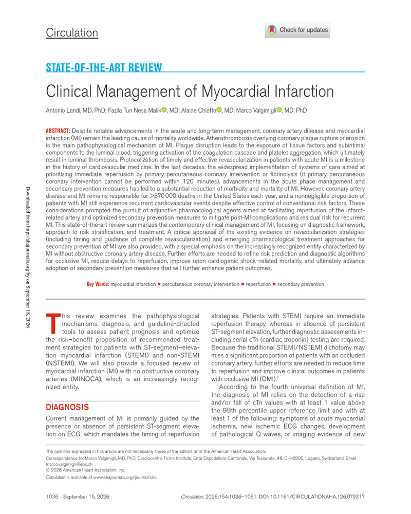 Clinical Management Of Myocardial Infarction cover