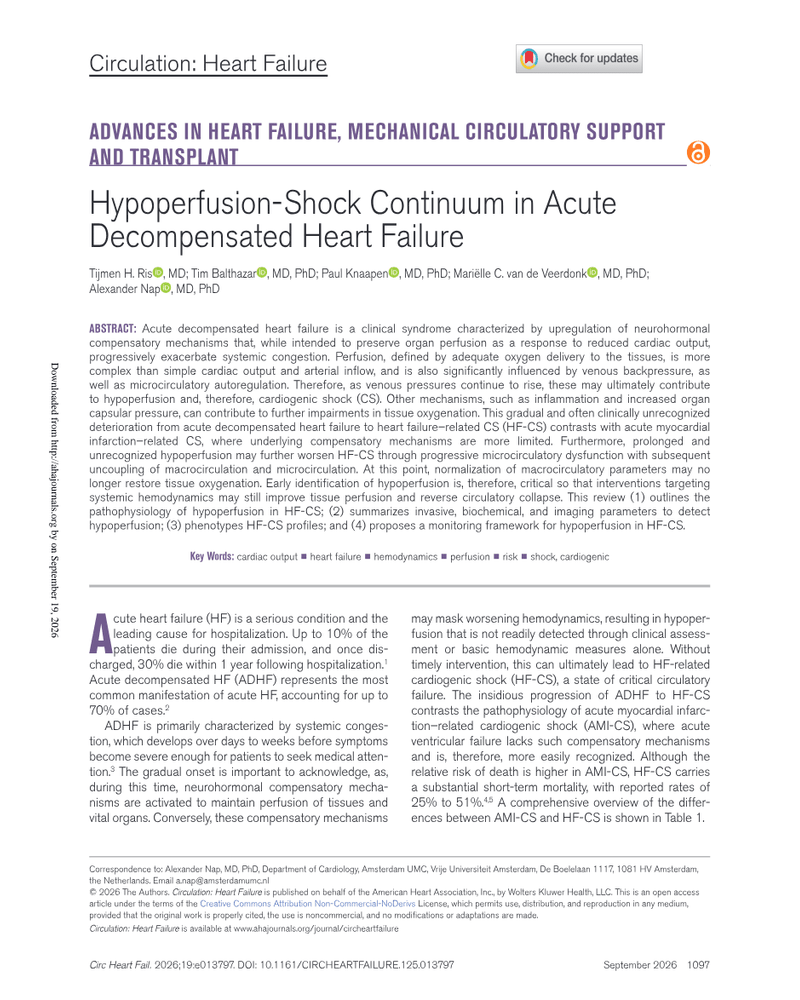 Hypoperfusion Shock Continuum In Acute Decompensated Heart Failure cover