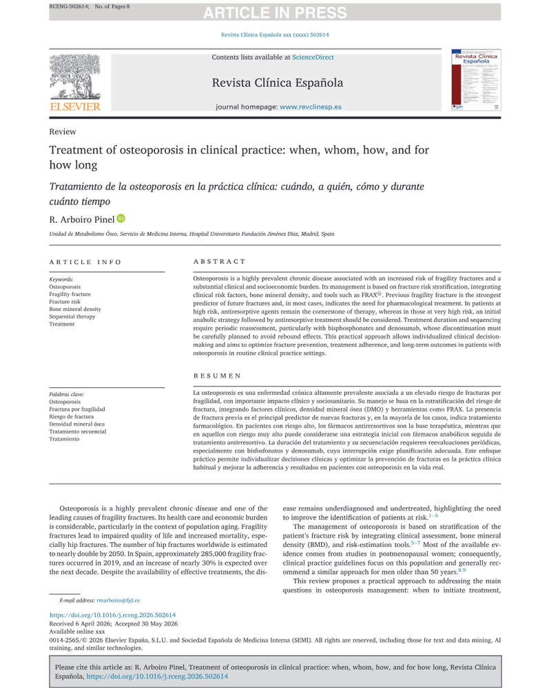 Treatment Of Osteoporosis In Clinical Practice cover