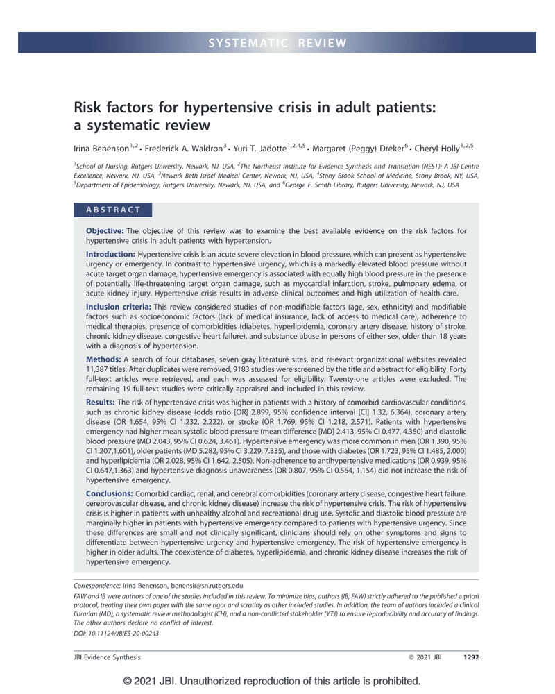 Risk Factors For Hypertensive Crisis In Adult cover