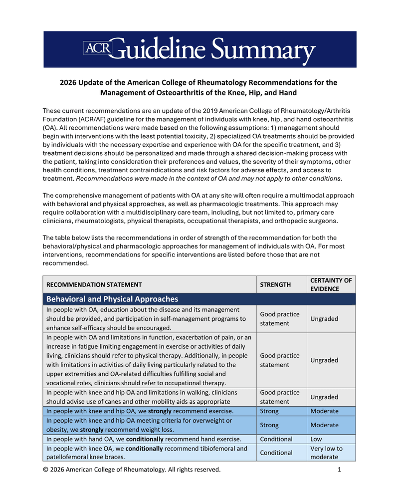 2026 Update Of The American College Of Rheumatology Recommendations cover