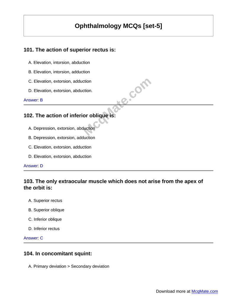 Ophthalmology MCQs [set-5] cover
